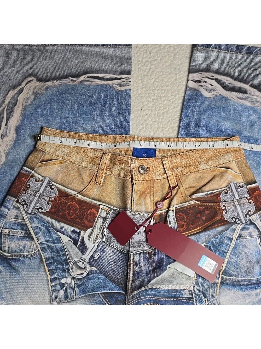 3169 NWT YADcrew丨3D Waistband Print Loose Fit Denim Jeans Sz Small - Picture 5 of 14